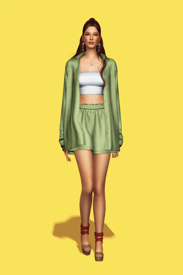 Vista previa de Vacay Co-ord Set, crear un sim de gorillax3-cc para Los Sims 4.