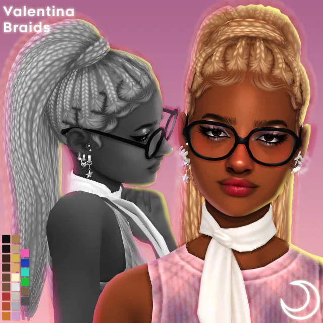 Vista previa de VALENTINA BRAIDS BY IMVIKAI, cabello de imvikai para Los Sims 4.