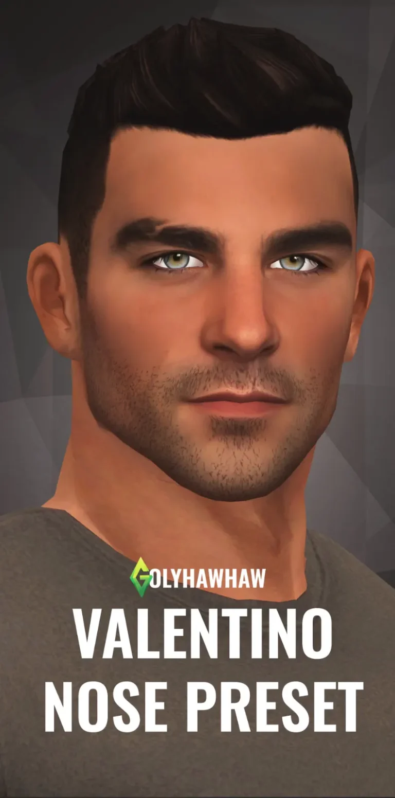 Vista previa de VALENTINO NOSE PRESET, genética de golyhawhaw para Los Sims 4.