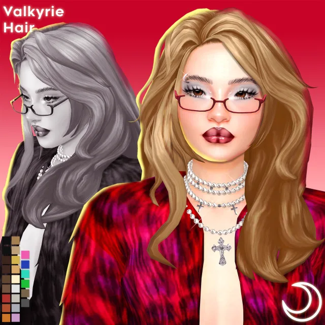 Vista previa de VALKYRIE cabello BY IMVIKAI, cabello de imvikai para Los Sims 4.