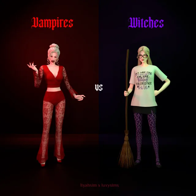 Vista previa de Vampires vs Witches colección - Everyday conjunto, ropa de luxysims para Los Sims 4.