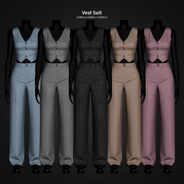 Vista previa de Vest Suit · Fedora, crear un sim de gorillax3-cc para Los Sims 4.