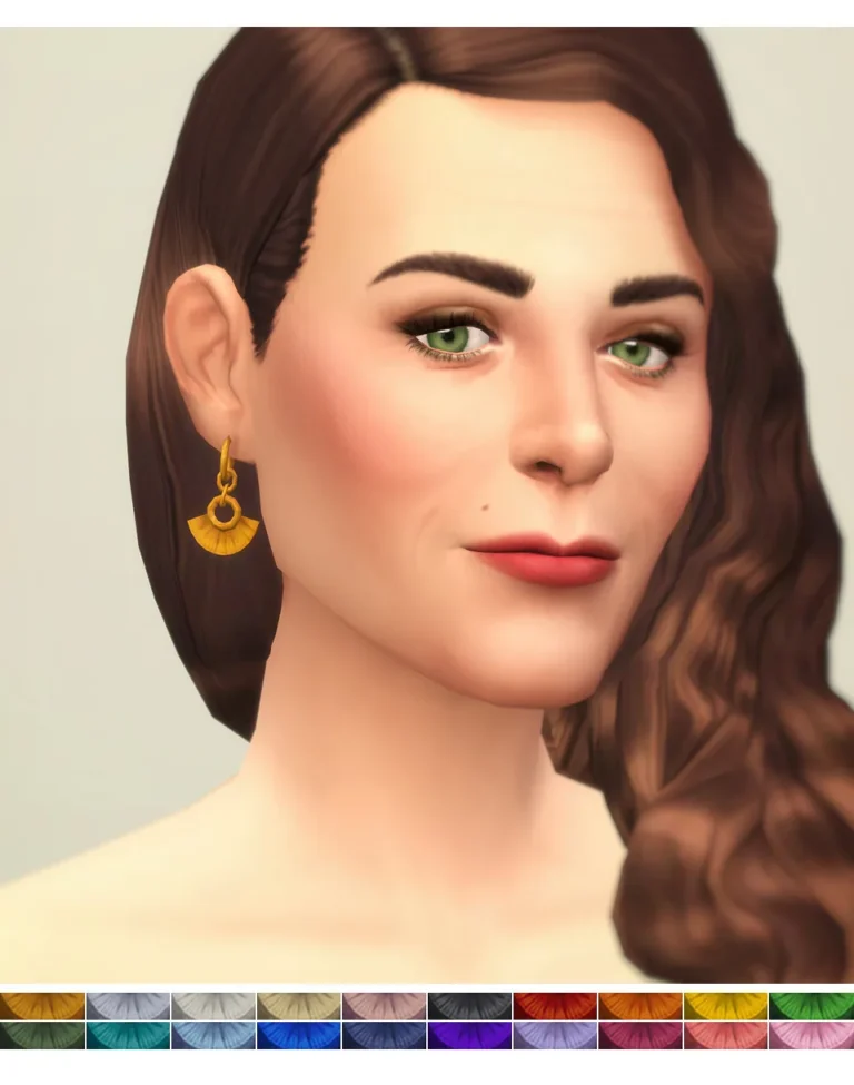 Vista previa de Vintage Fan Earring (54 color), accesorios de rustys-cc para Los Sims 4.