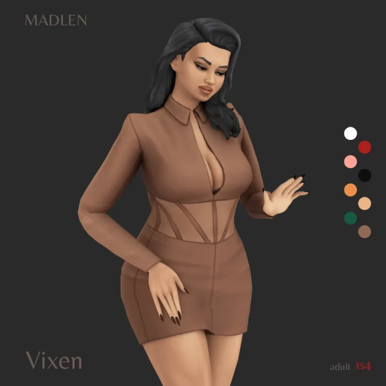 Vista previa de Vixen vestido get ready for your special night out, ropa de madlensims para Los Sims 4.