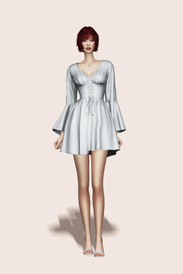 Vista previa de Whispered Waist vestido, ropa de gorillax3-cc para Los Sims 4.