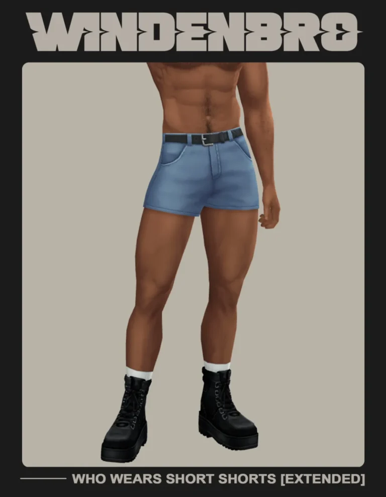 Shorts masculinos ampliados: nuevos colores y texturas de Windenbro para Los Sims 4