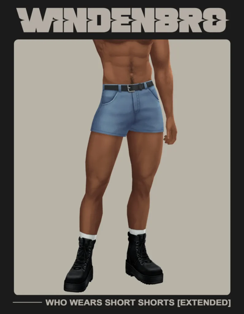 Shorts masculinos ampliados: nuevos colores y texturas de Windenbro para Los Sims 4