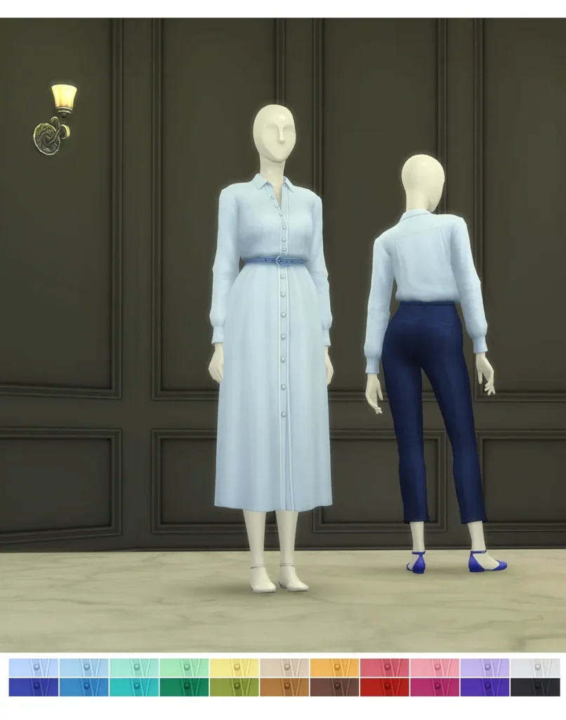Vista previa de Windy Shirt vestido & Shirt (22 color), ropa de rustys-cc para Los Sims 4.