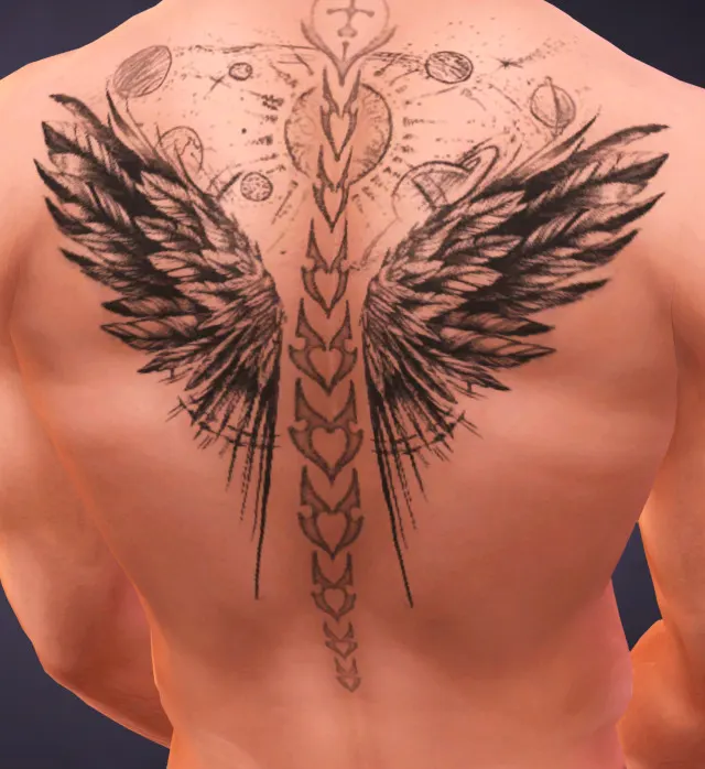 Vista previa de WINGS TATTOO, detalles de piel de golyhawhaw para Los Sims 4.