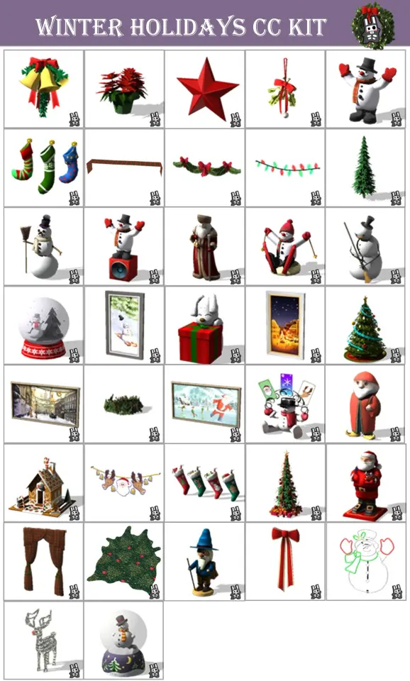 Vista previa de Winter Holidays Kit | 39 holidays objects, construir y comprar de nocturne-vi para Los Sims 4.