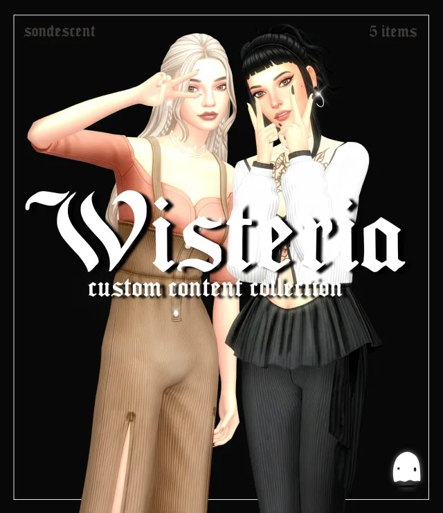 Vista previa de Wisteria (5 item custom content set), crear un sim de sondescent para Los Sims 4.