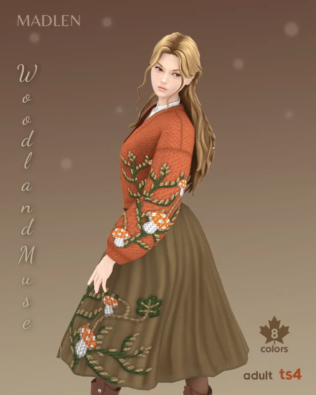 Vista previa de Woodland muse just now slip into the wonders of, ropa de madlensims para Los Sims 4.