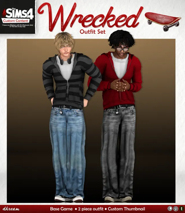Vista previa de Wrecked conjunto Set, ropa de dhreamcc para Los Sims 4.