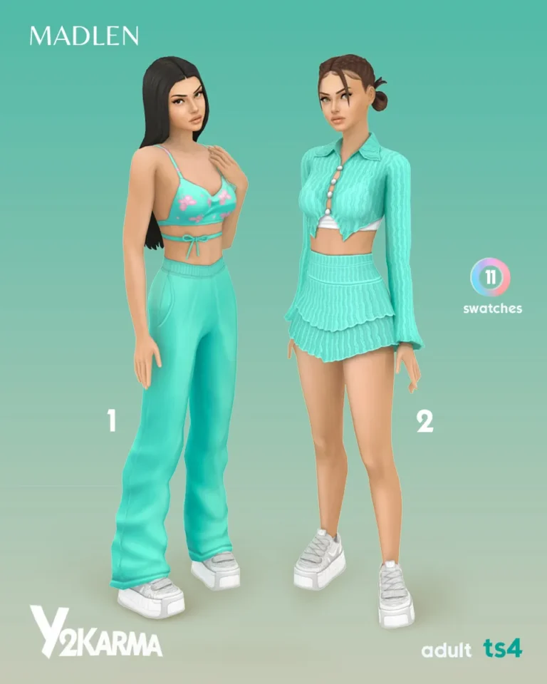 Vista previa de Y2karma conjunto pack y2k fashion is back and better, ropa de madlensims para Los Sims 4.