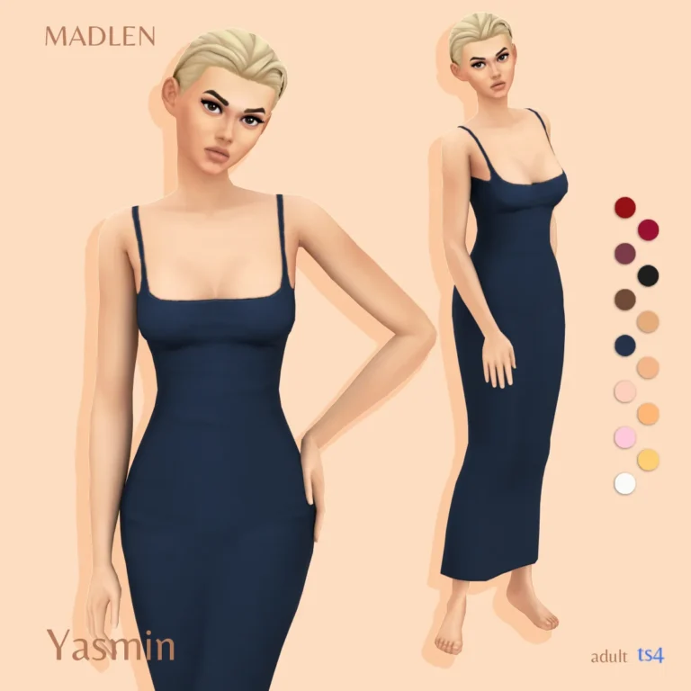 Vista previa de Yasmin vestido super soft slim vestido that offers a, ropa de madlensims para Los Sims 4.