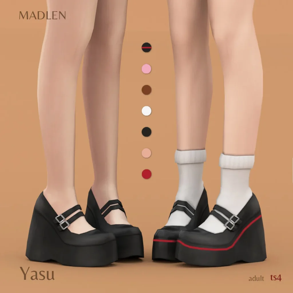 Vista previa de Yasu zapatos cute mary jane pumps coming in variety, zapatos de madlensims para Los Sims 4.