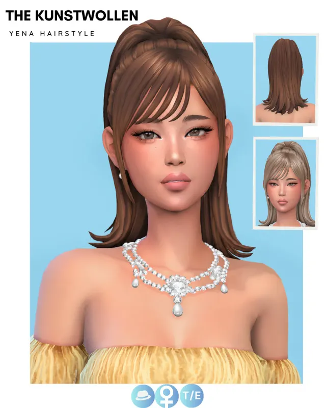 Yena Catch Catch: cabello Maxis Match de The Kunstwollen para Los Sims 4.