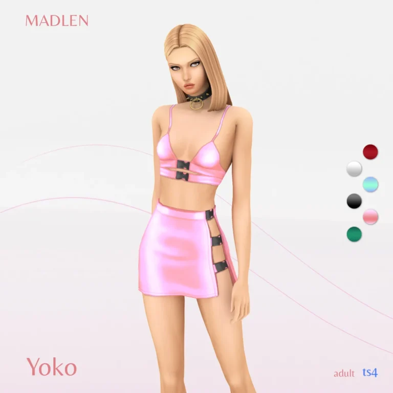 Vista previa de Yoko conjunto choker holographic realness set, ropa de madlensims para Los Sims 4.