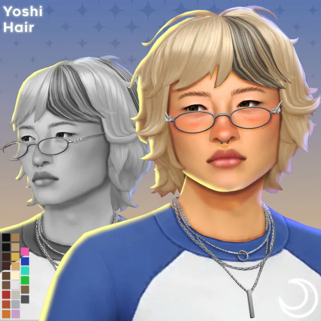 Vista previa de YOSHI cabello BY IMVIKAI, cabello de imvikai para Los Sims 4.