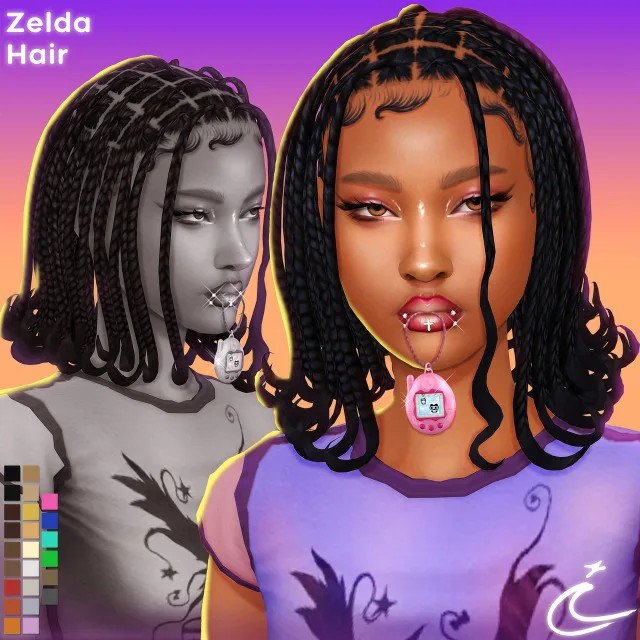 Vista previa de ZELDA cabello BY IMVIKAI, cabello de imvikai para Los Sims 4.