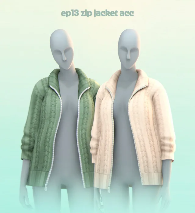 Vista previa de Zip Jacket Acc Top, ropa de its-adrienpastel para Los Sims 4.