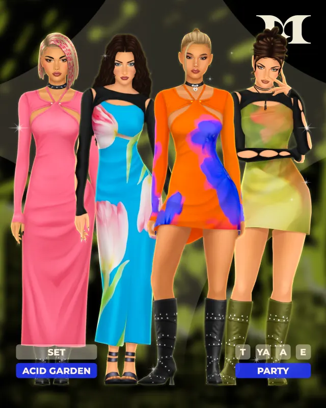 Vista previa de Acid Garden Set, ropa de milliancc para Los Sims 4.