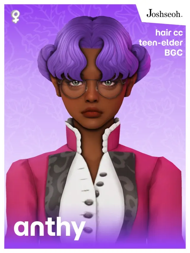 Vista previa de Anthy Himemiya cabello (cabello Commissions), cabello de joshseoh para Los Sims 4.