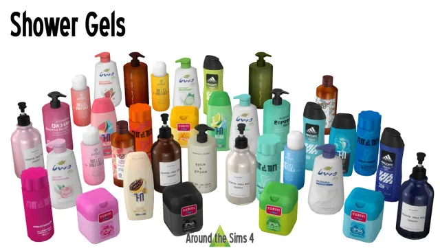 Vista previa de Around the sims 4 shower gels because, decoración de aroundthesims para Los Sims 4.
