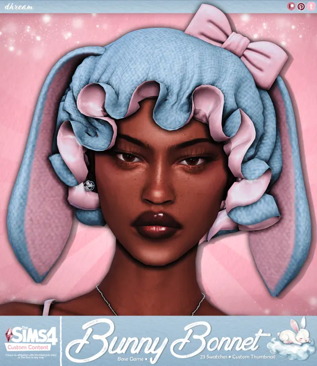 Vista previa de Bunny Bonnet, cabello de dhreamcc para Los Sims 4.