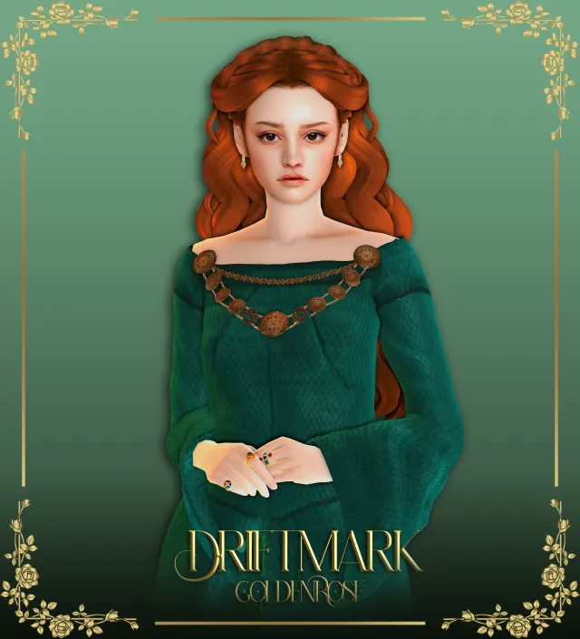 Cabello Driftmark de goldenrosesims para Los Sims 4