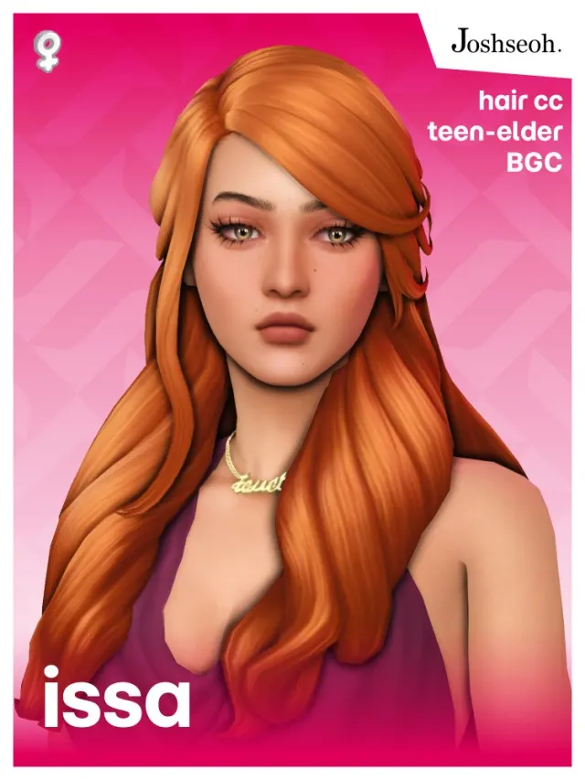 Vista previa de Cabello Issa, cabello de joshseoh para Los Sims 4.