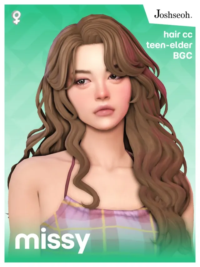 Vista previa de Cabello Missy, cabello de joshseoh para Los Sims 4.
