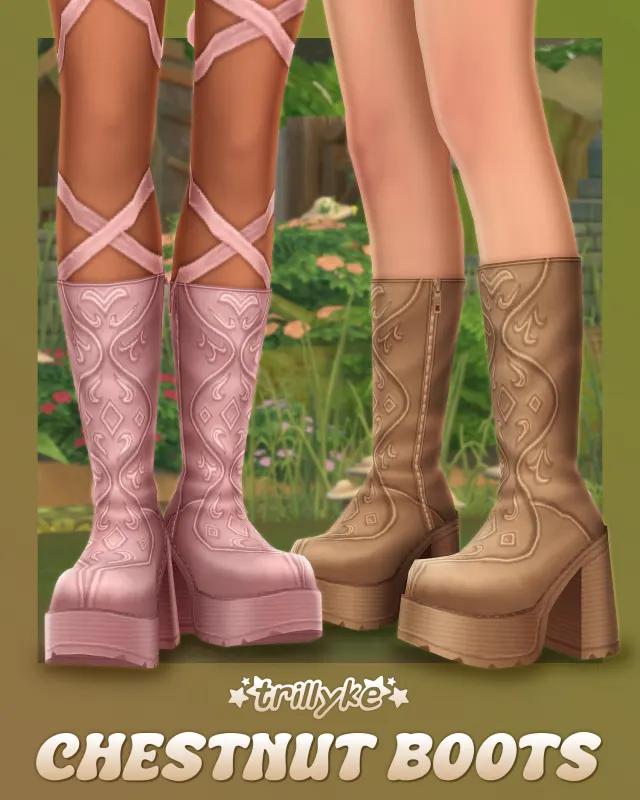 Vista previa de Chestnut Boots, zapatos de trillyke para Los Sims 4.