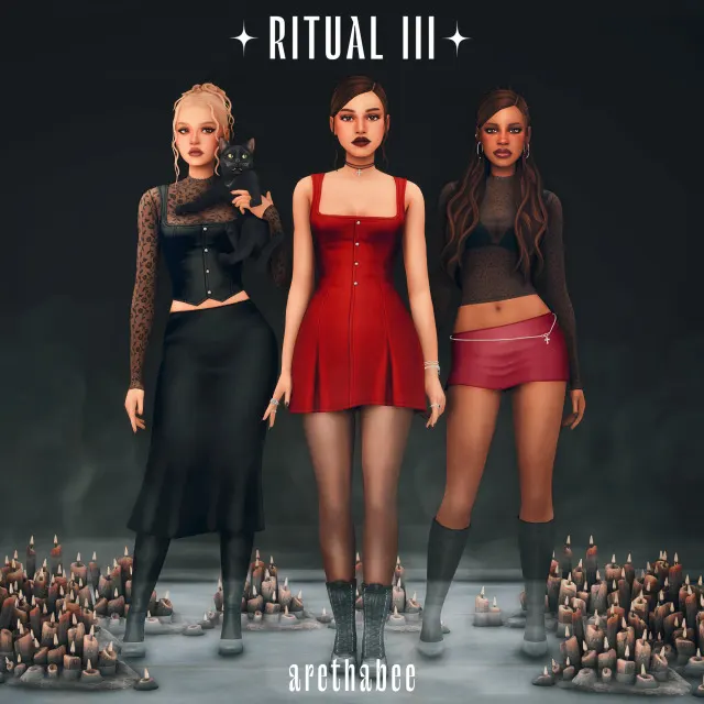 Vista previa de Colección RITUAL III, cabello de arethabee para Los Sims 4.