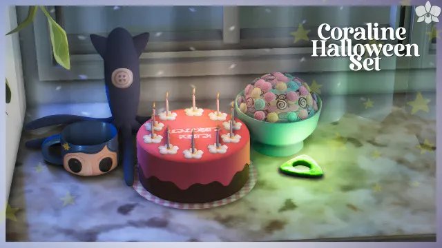 Vista previa de Coraline halloween set early access, contenido personalizado de orchiona para Los Sims 4.