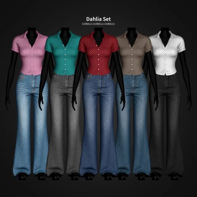 Vista previa de Dahlia Set, crear un sim de gorillax3-cc para Los Sims 4.