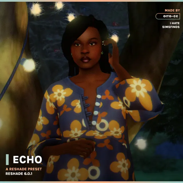 Vista previa de ECHO — reshade preset (6.0.1), genética de oito-cc para Los Sims 4.