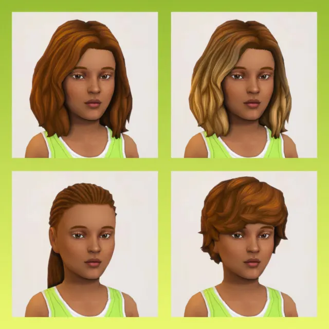 Vista previa de EP08 "Backyard Stuff" Kids cabello conversiones, cabello de its-adrienpastel para Los Sims 4.