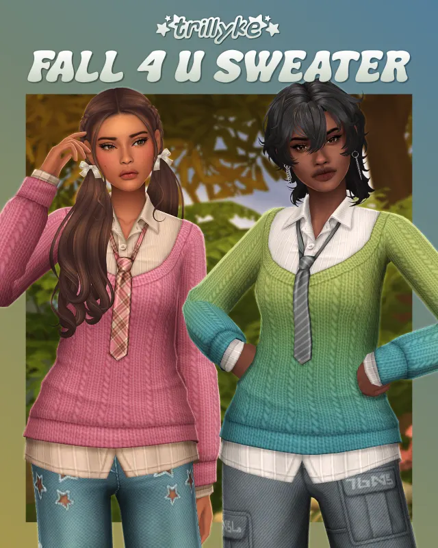 Vista previa de Fall 4 U Sweater, ropa de trillyke para Los Sims 4.