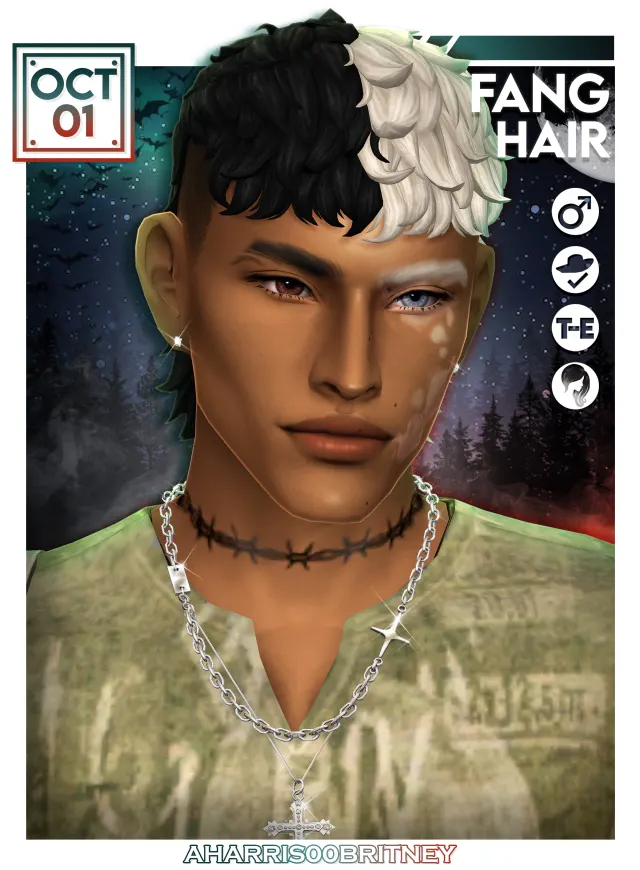 Vista previa de Fang cabello | Public on October 1st, 2026, cabello de aharris00britney para Los Sims 4.