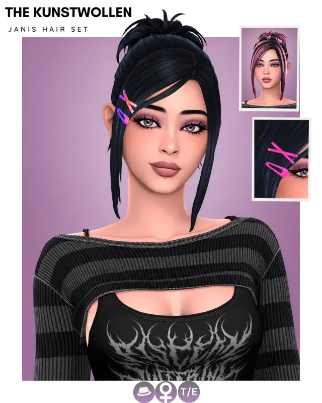 Vista previa de Four versions and some cabello accessories—I hope you really like them :), cabello de thekunstwollen para Los Sims 4.