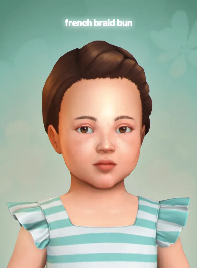 Vista previa de French Braid Bun (Toddlers), cabello de its-adrienpastel para Los Sims 4.