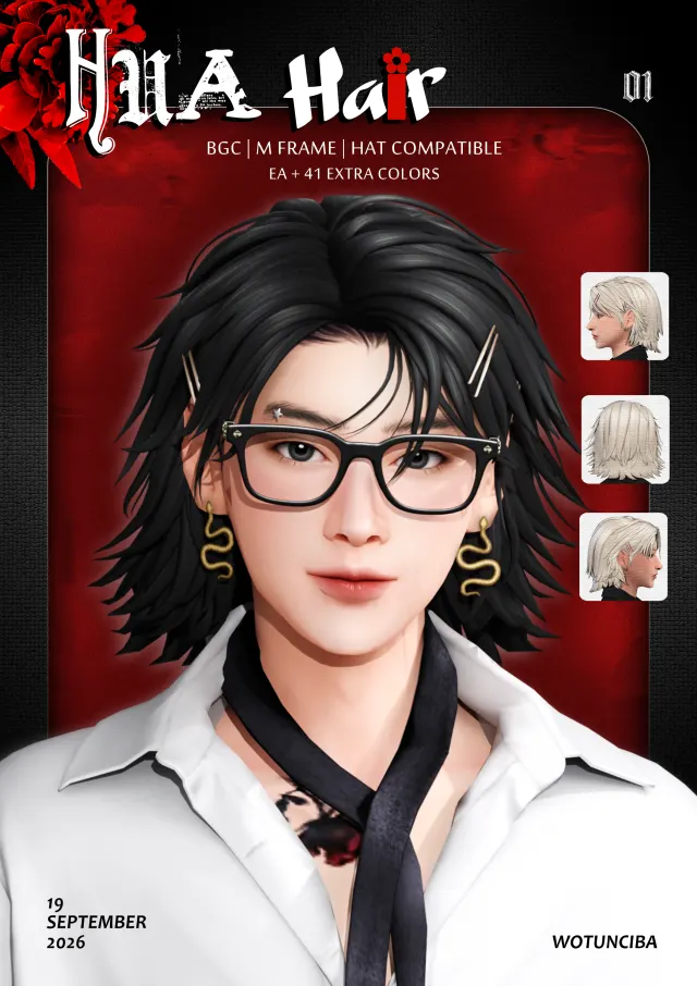 Vista previa de Hua cabello 01 !!, cabello de wotunciba para Los Sims 4.