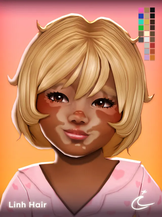 Vista previa de LINH cabello BY IMVIKAI, cabello de imvikai para Los Sims 4.
