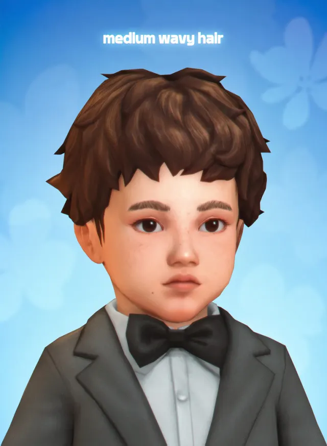 Vista previa de Medium Wavy cabello (Toddlers), cabello de its-adrienpastel para Los Sims 4.