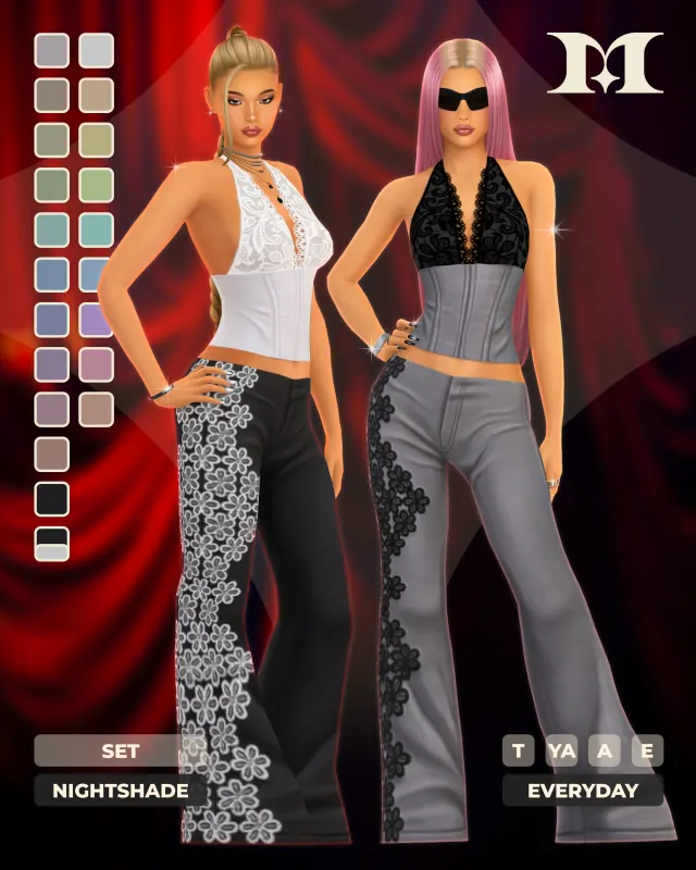 Vista previa de Nightshade Set, ropa de milliancc para Los Sims 4.