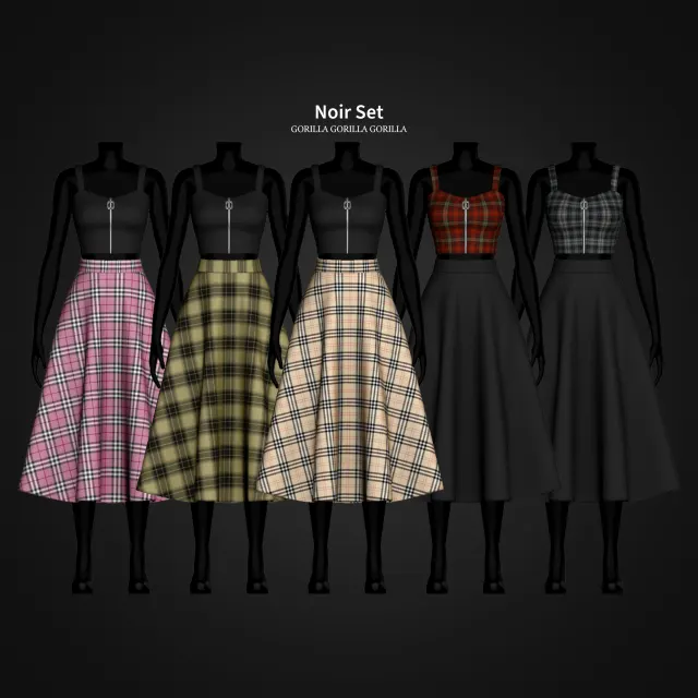 Vista previa de Noir Set, crear un sim de gorillax3-cc para Los Sims 4.