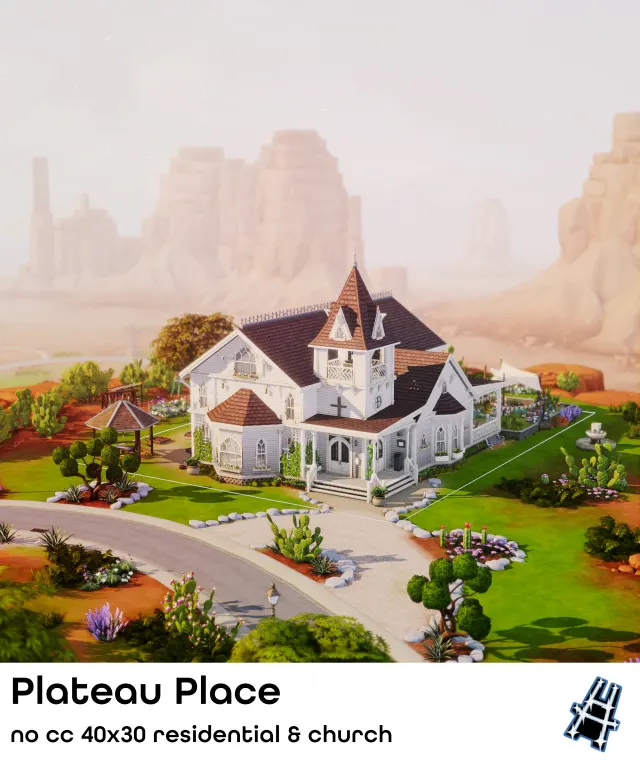 Vista previa de Plateau Place Church | Rebuild StrangerVille, solares y habitaciones de nocturne-vi para Los Sims 4.