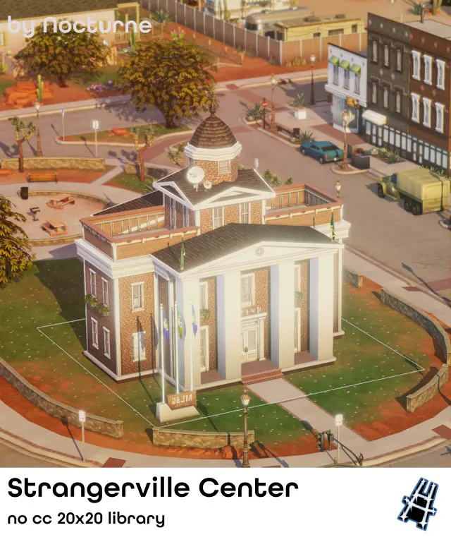 Vista previa de Rebuild StrangerVille | Plaza, solares y habitaciones de nocturne-vi para Los Sims 4.