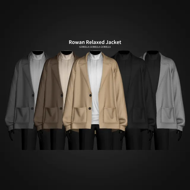 Vista previa de Rowan Relaxed Jacket, ropa de gorillax3-cc para Los Sims 4.